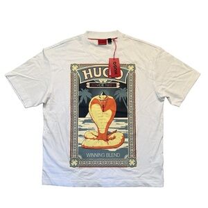 HUGO White Tee with Cobra Graphic